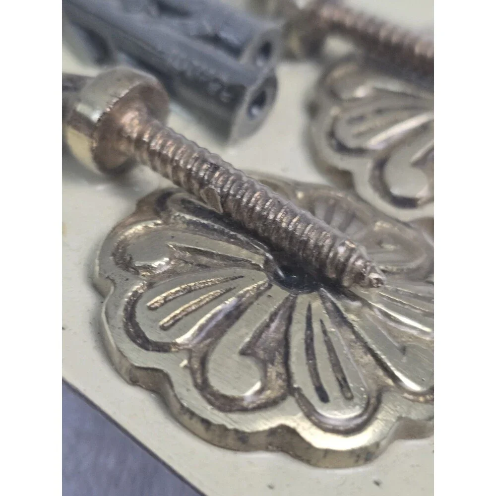 Conso Rosette Wall Hooks New Vintage Hook Set Decorative Brassware Old Stock 2
